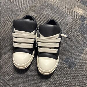 Rick Owens Black and Cream Sneakers